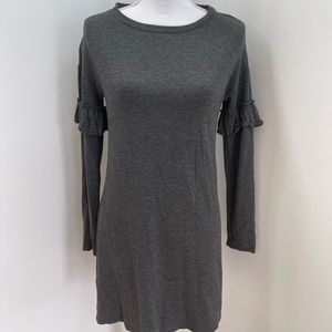 Socialite Ruffle long Sleeve heather grey Dress